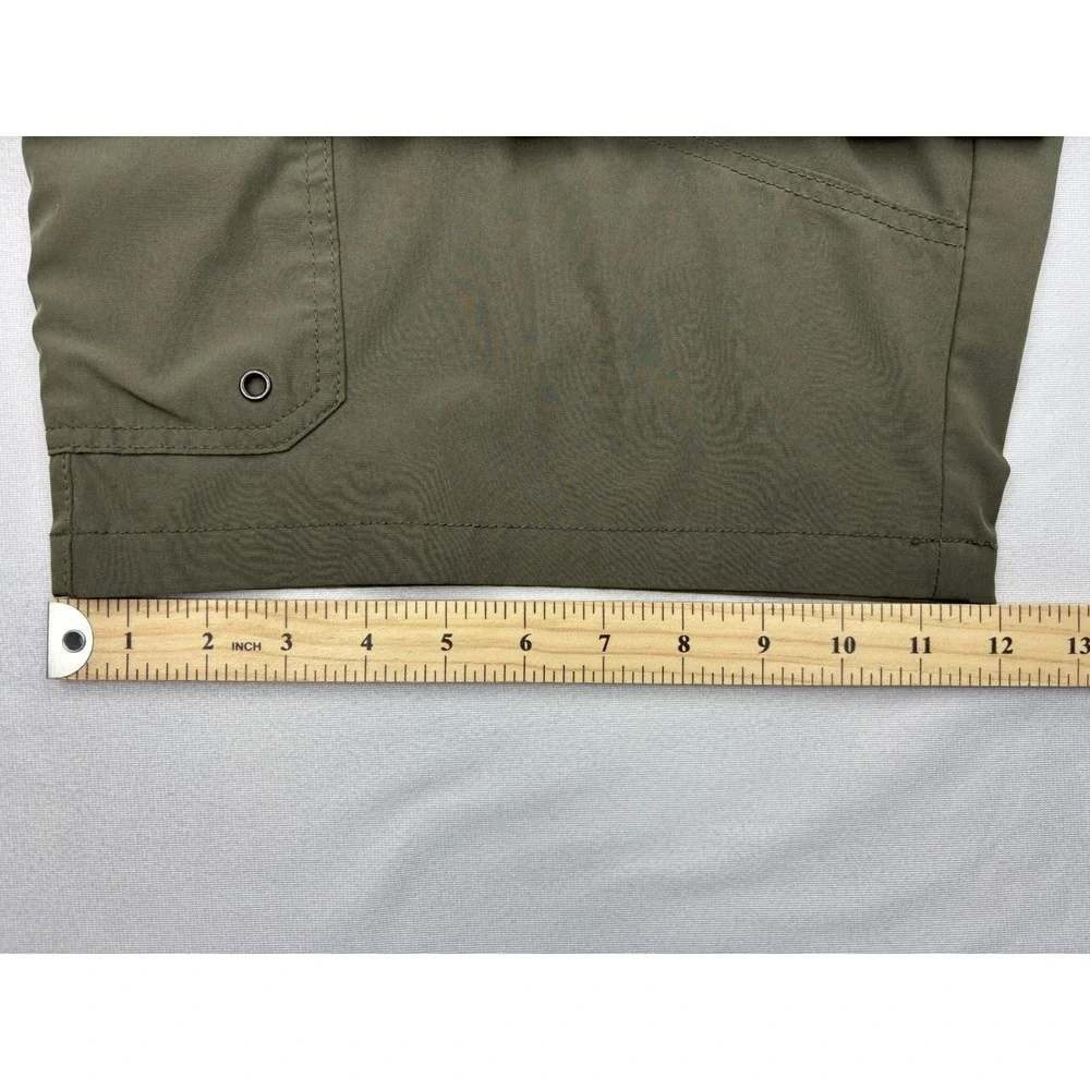 Iron Co Tech Stretch Cargo Shorts Mens Size 38 Olive Green Hiking Zipper Pocket